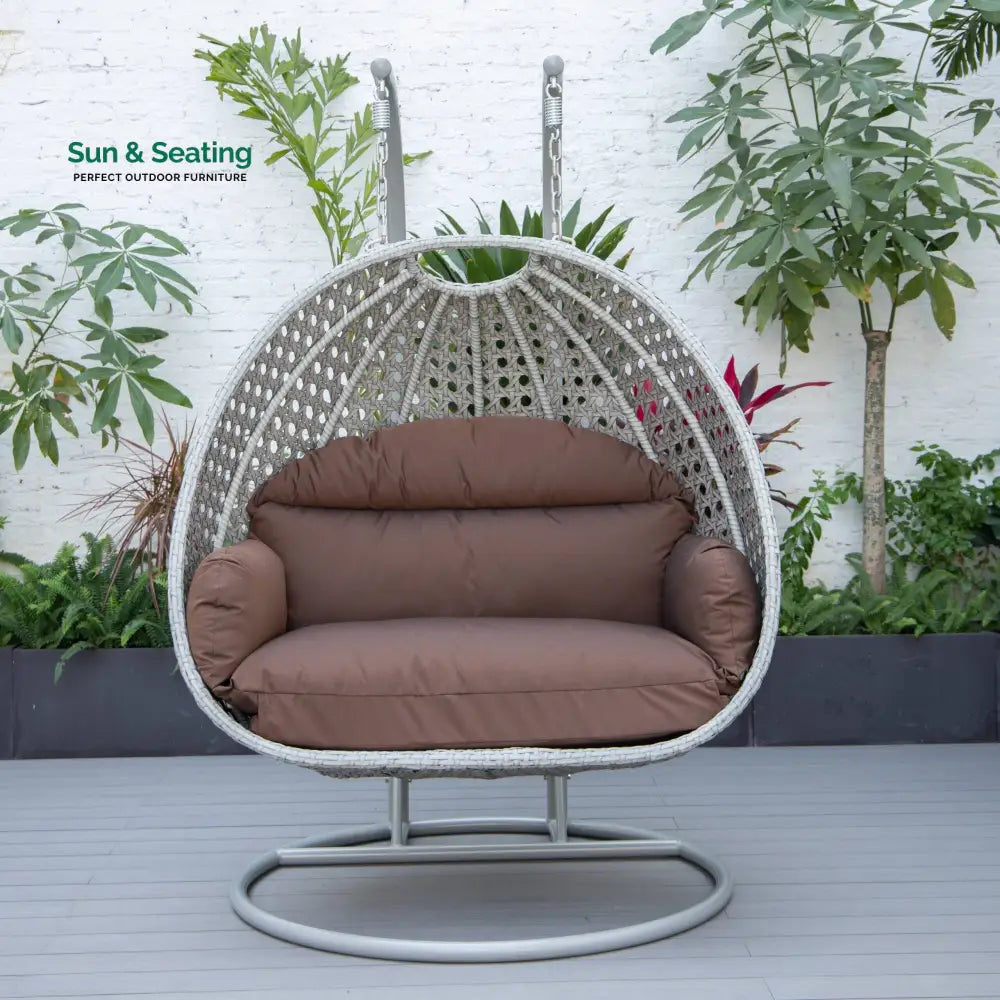 Dario Double Seater Hanging Swing With Stand For Balcony Garden Swing (Silver) Swings