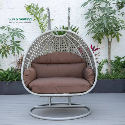 Dario Double Seater Hanging Swing With Stand For Balcony Garden Swing (Silver) Swings