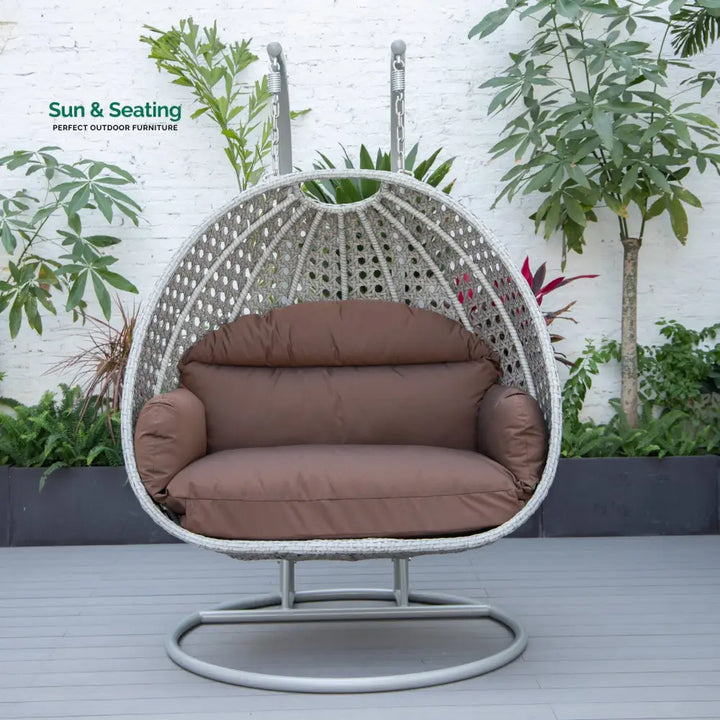 Dario Double Seater Hanging Swing With Stand For Balcony Garden Swing (Silver) Swings
