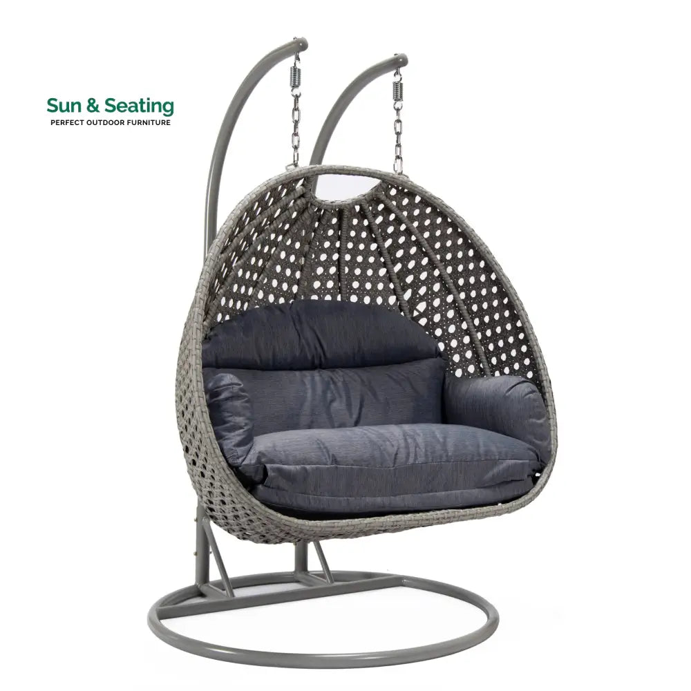 Dario Double Seater Hanging Swing With Stand For Balcony Garden Swing (Silver) Swings