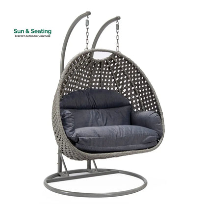 Dario Double Seater Hanging Swing With Stand For Balcony Garden Swing (Silver) Swings