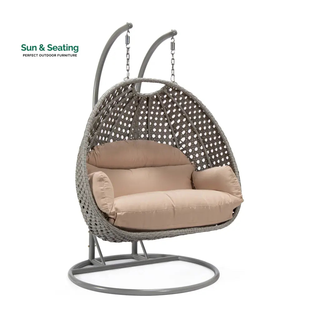 Dario Double Seater Hanging Swing With Stand For Balcony Garden Swing (Silver) Swings