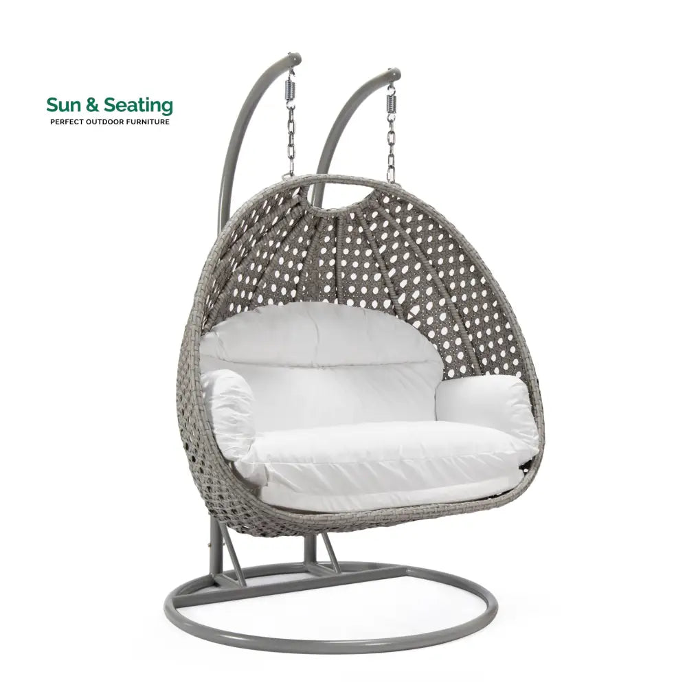 Dario Double Seater Hanging Swing With Stand For Balcony Garden Swing (Silver) Swings