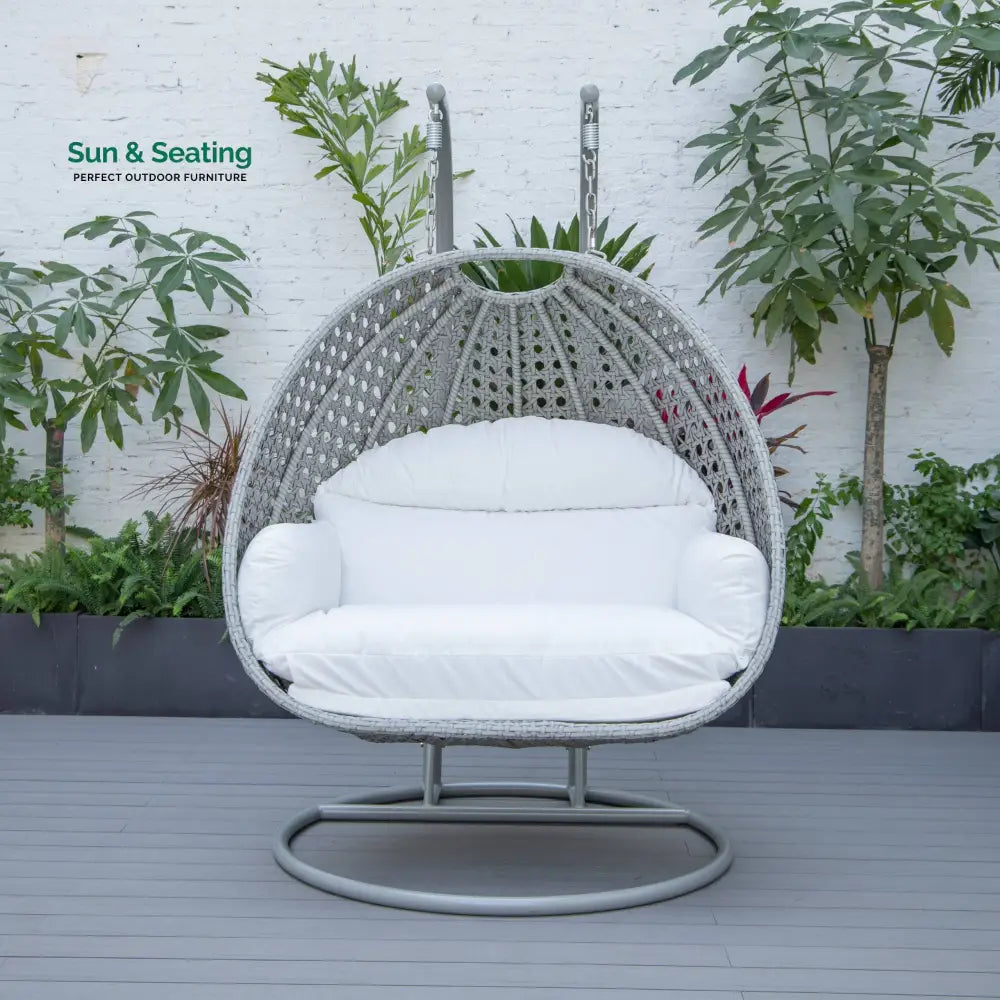 Dario Double Seater Hanging Swing With Stand For Balcony Garden Swing (Silver) Swings