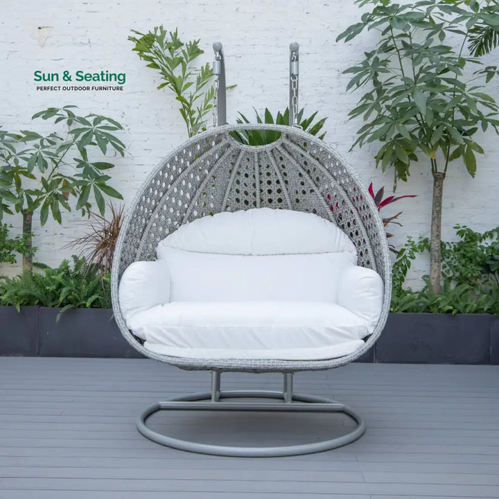 Dario Double Seater Hanging Swing With Stand For Balcony Garden Swing (Silver) Swings