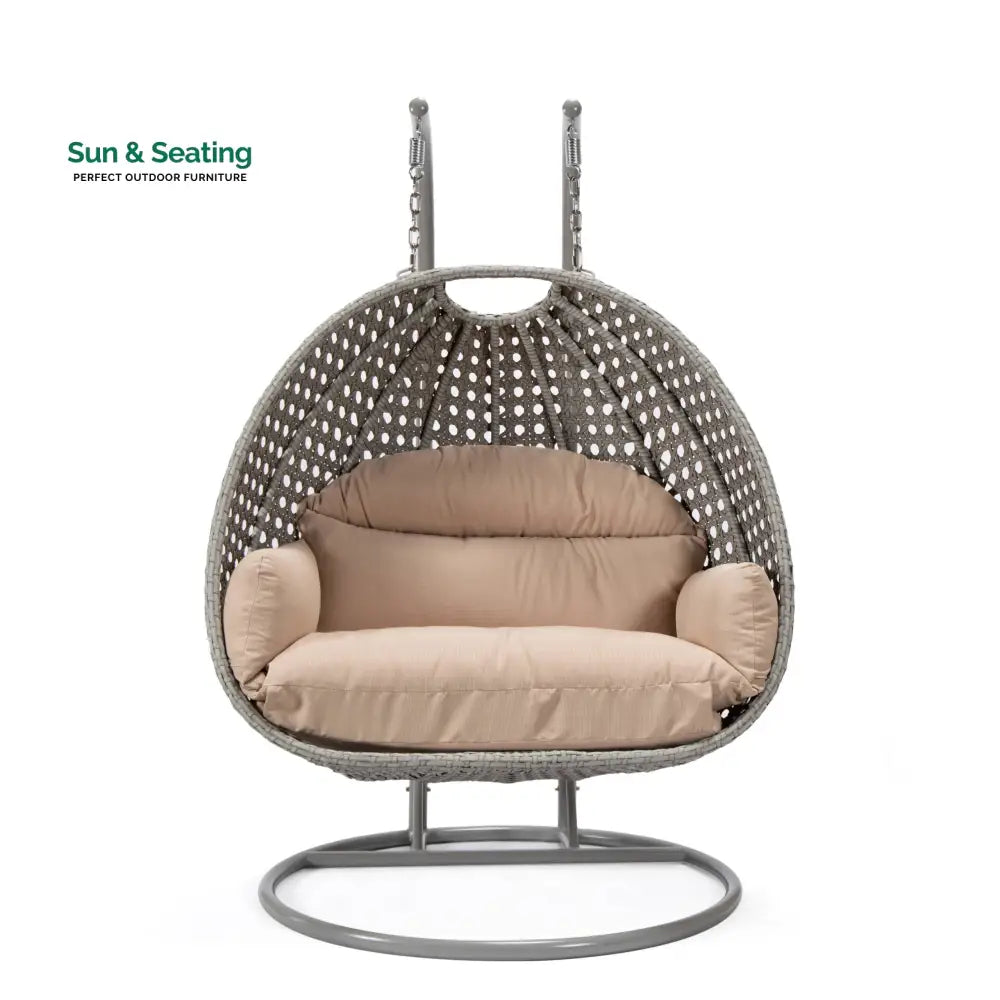 Dario Double Seater Hanging Swing With Stand For Balcony Garden Swing (Silver) Swings