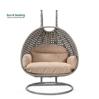 Dario Double Seater Hanging Swing With Stand For Balcony Garden Swing (Silver) Swings