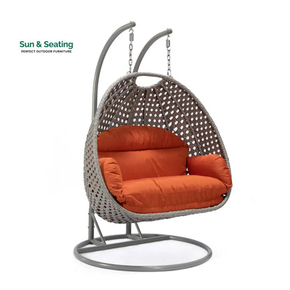 Dario Double Seater Hanging Swing With Stand For Balcony Garden Swing (Silver) Swings