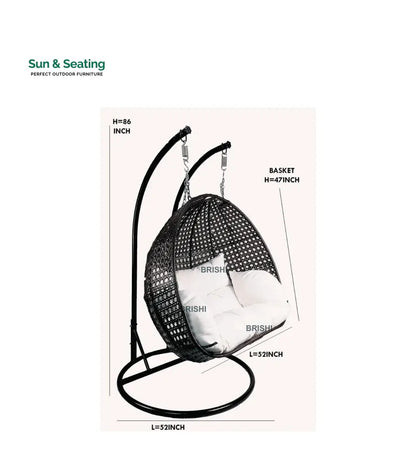 Dario Double Seater Hanging Swing With Stand For Balcony Garden Swing (Silver) Swings