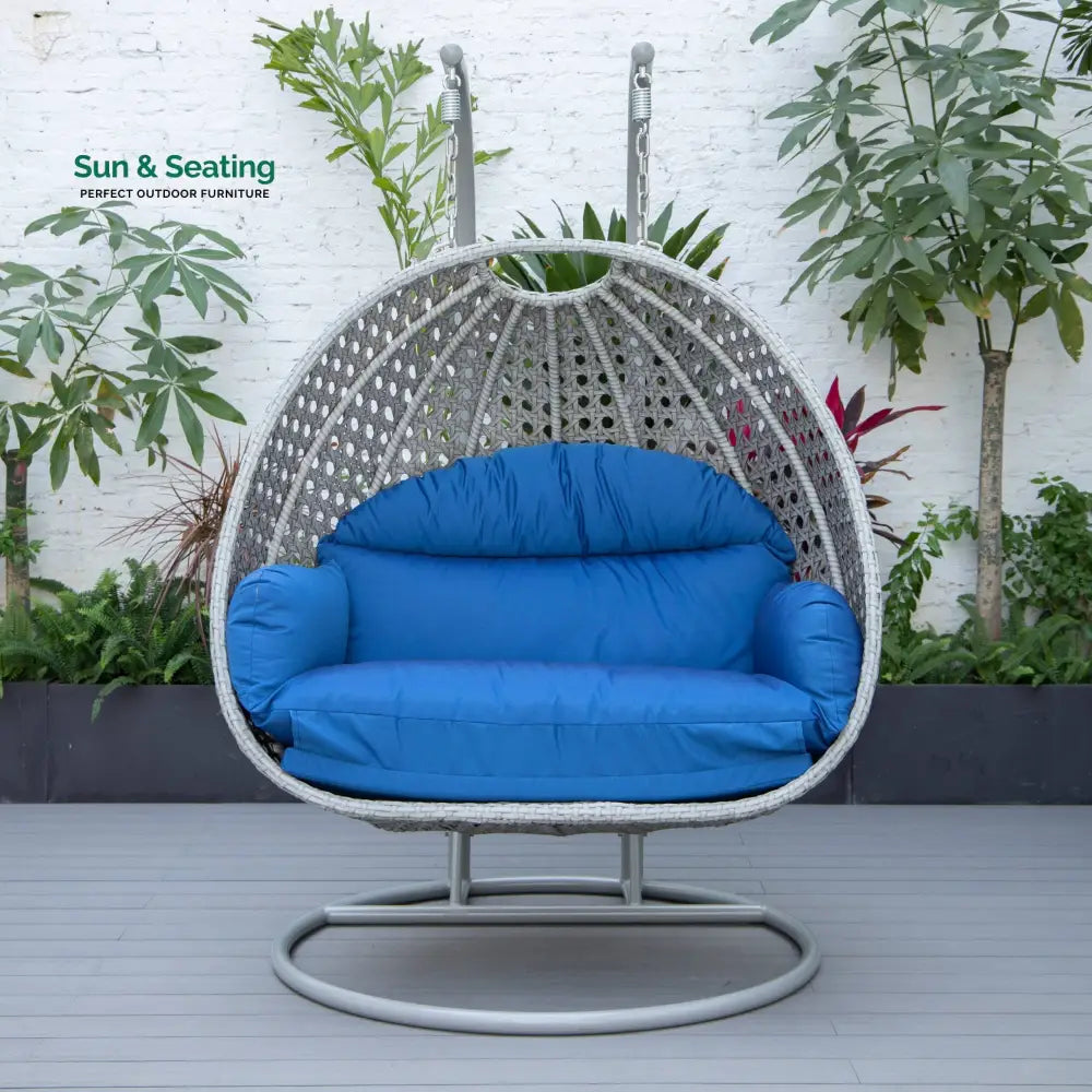 Dario Double Seater Hanging Swing With Stand For Balcony Garden Swing (Silver) Swings