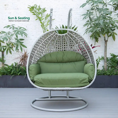 Dario Double Seater Hanging Swing With Stand For Balcony Garden Swing (Silver) Swings