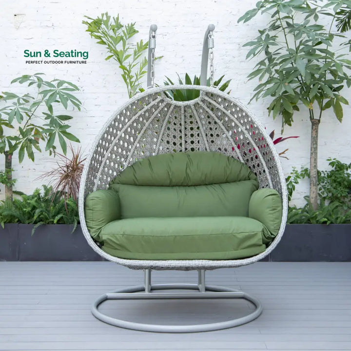 Dario Double Seater Hanging Swing With Stand For Balcony Garden Swing (Silver) Swings