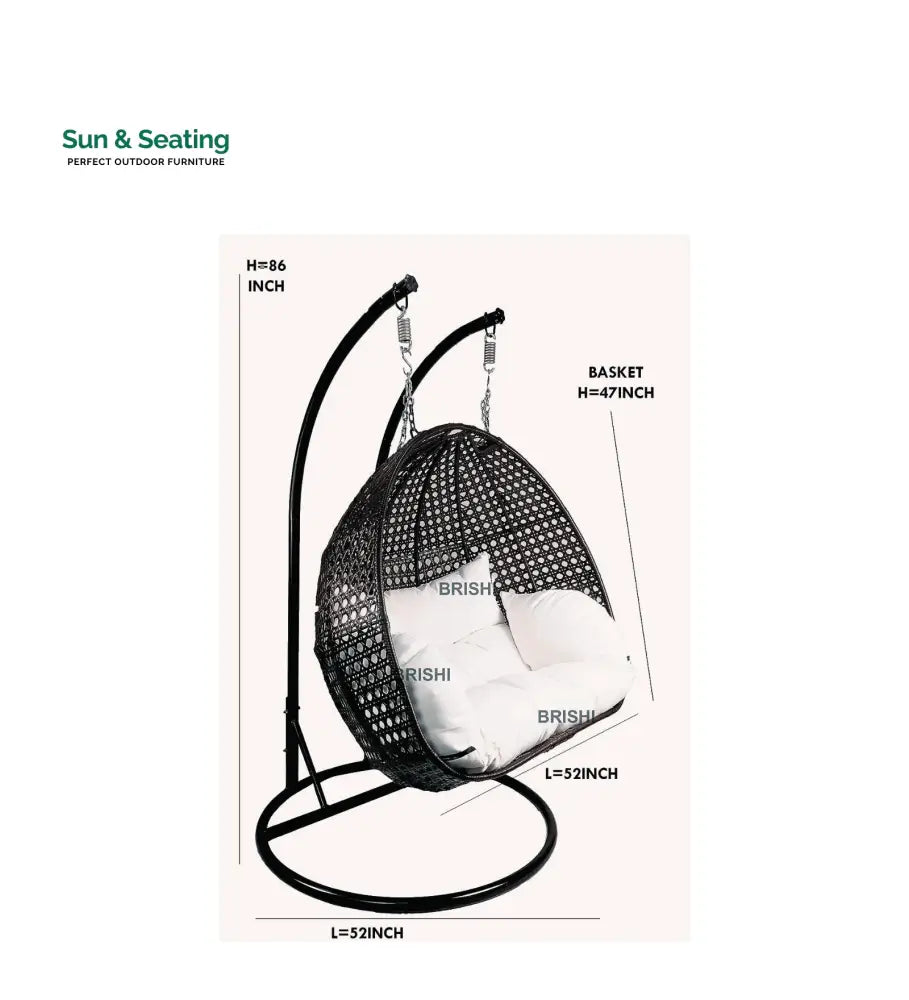 Dario Double Seater Hanging Swing With Stand For Balcony Garden Swing (Silver) Swings