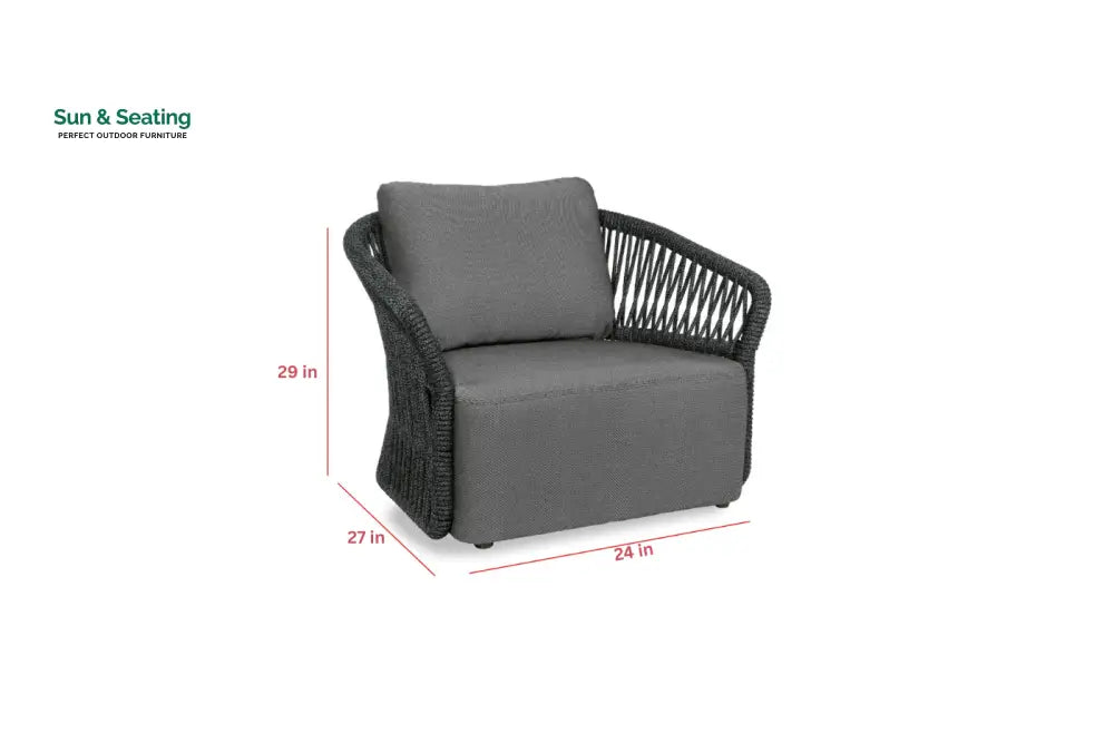 Dayo Outdoor Garden Balcony Sofa Set 2 Seater 2 Single Seater 1 Center Table Set Braid &amp; Rope (Dark Grey) Sofa Sets