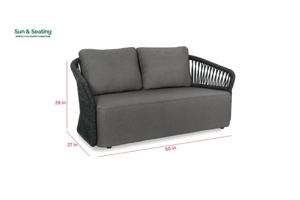 Dayo Outdoor Garden Balcony Sofa Set 2 Seater 2 Single Seater 1 Center Table Set Braid &amp; Rope (Dark Grey) Sofa Sets