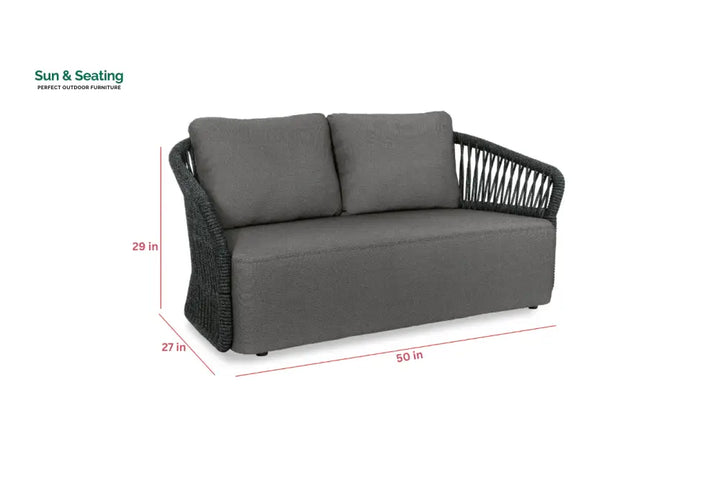 Dayo Outdoor Garden Balcony Sofa Set 2 Seater 2 Single Seater 1 Center Table Set Braid &amp; Rope (Dark Grey) Sofa Sets