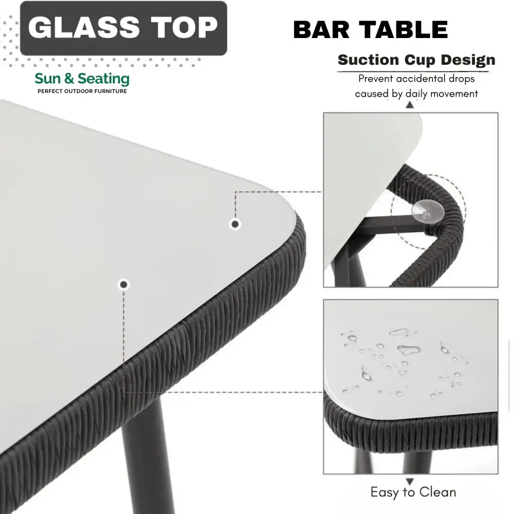 Deepali Premium Outdoor Rope 5-Piece Bar Set With a High-Top Table Bar Set