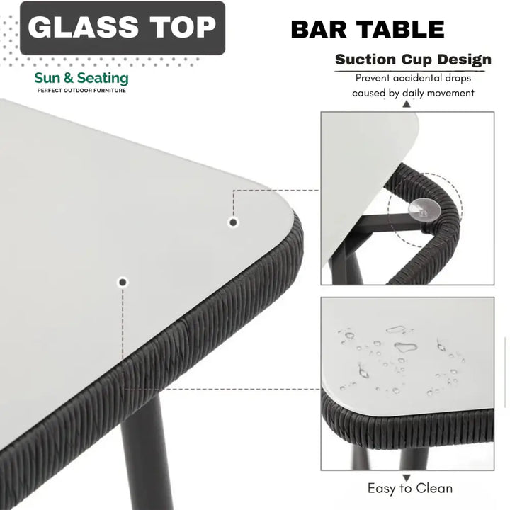 Deepali Premium Outdoor Rope 5-Piece Bar Set With a High-Top Table Bar Set