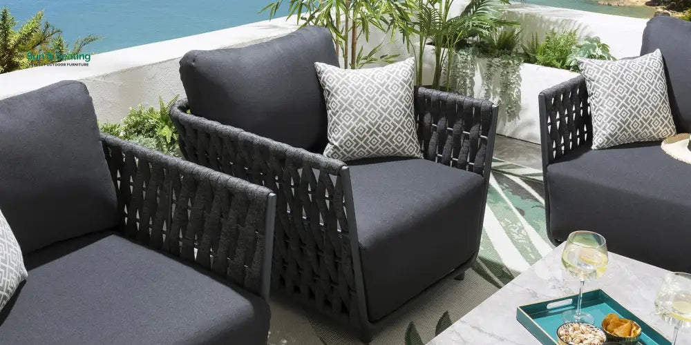 Deifilia Outdoor Sofa Set 2 Seater 2 Single seater and 1 Center Table (Dark Grey) Sofa Sets