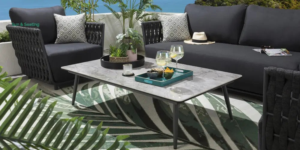 Deifilia Outdoor Sofa Set 2 Seater 2 Single seater and 1 Center Table (Dark Grey) Sofa Sets