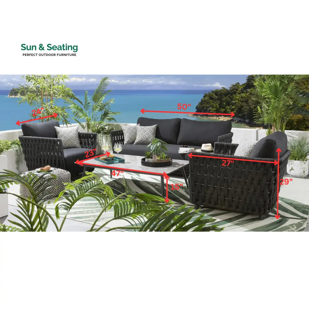 Deifilia Outdoor Sofa Set 2 Seater 2 Single seater and 1 Center Table (Dark Grey) Sofa Sets