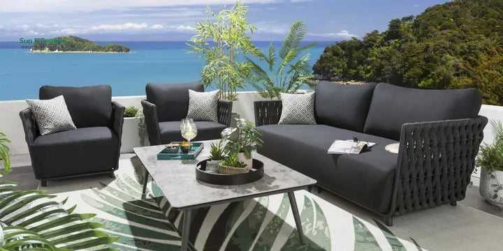 Deifilia Outdoor Sofa Set 2 Seater 2 Single seater and 1 Center Table (Dark Grey) Sofa Sets
