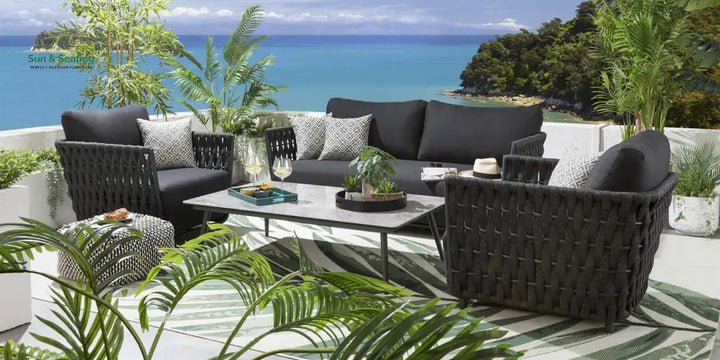 Deifilia Outdoor Sofa Set 2 Seater 2 Single seater and 1 Center Table (Dark Grey) Sofa Sets