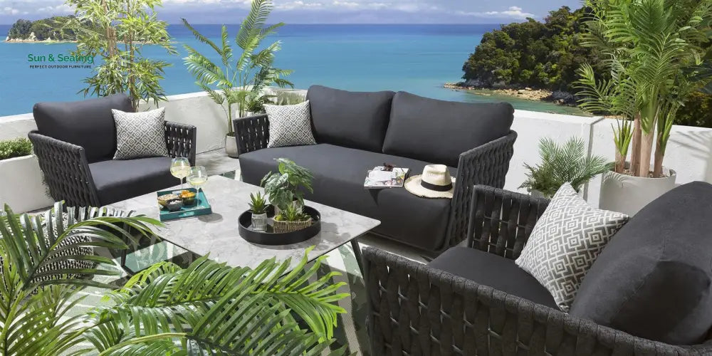Deifilia Outdoor Sofa Set 2 Seater 2 Single seater and 1 Center Table (Dark Grey) Sofa Sets