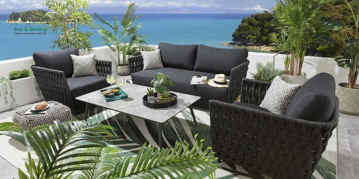 Deifilia Outdoor Sofa Set 2 Seater 2 Single seater and 1 Center Table (Dark Grey) Sofa Sets