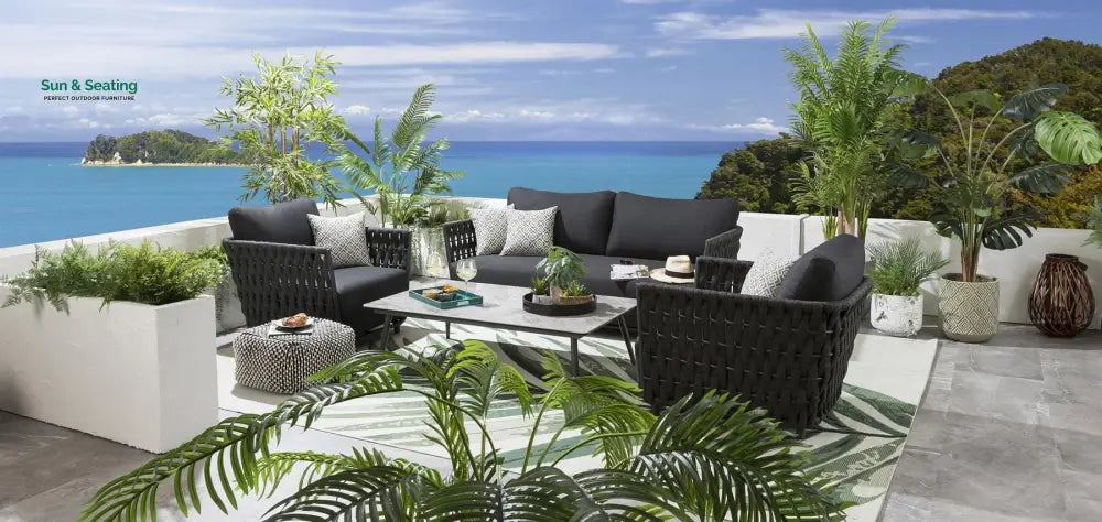Deifilia Outdoor Sofa Set 2 Seater 2 Single seater and 1 Center Table (Dark Grey) Sofa Sets