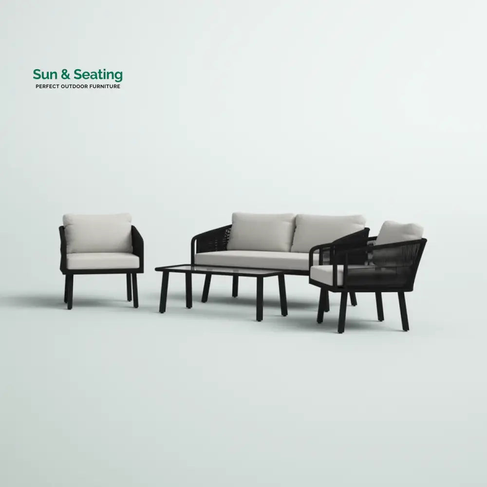 Deifilia Outdoor Sofa Set 2 Seater 2 Single seater And 1 Table Set Braided &amp; Rope Sofa Sets