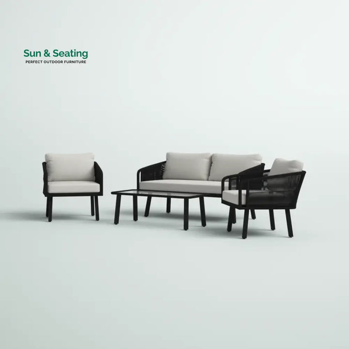 Deifilia Outdoor Sofa Set 2 Seater 2 Single seater And 1 Table Set Braided &amp; Rope Sofa Sets