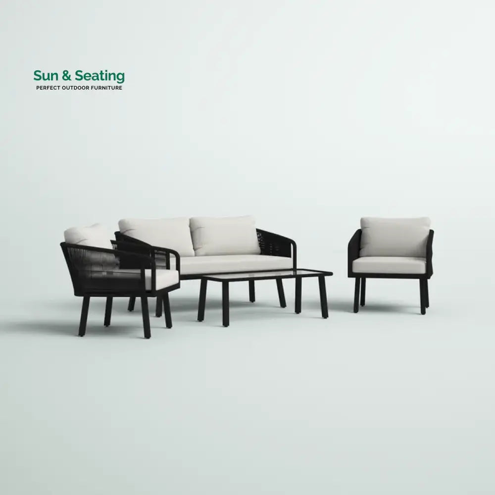 Deifilia Outdoor Sofa Set 2 Seater 2 Single seater And 1 Table Set Braided &amp; Rope Sofa Sets