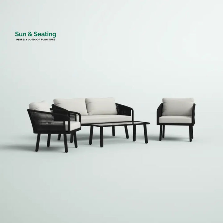 Deifilia Outdoor Sofa Set 2 Seater 2 Single seater And 1 Table Set Braided &amp; Rope Sofa Sets