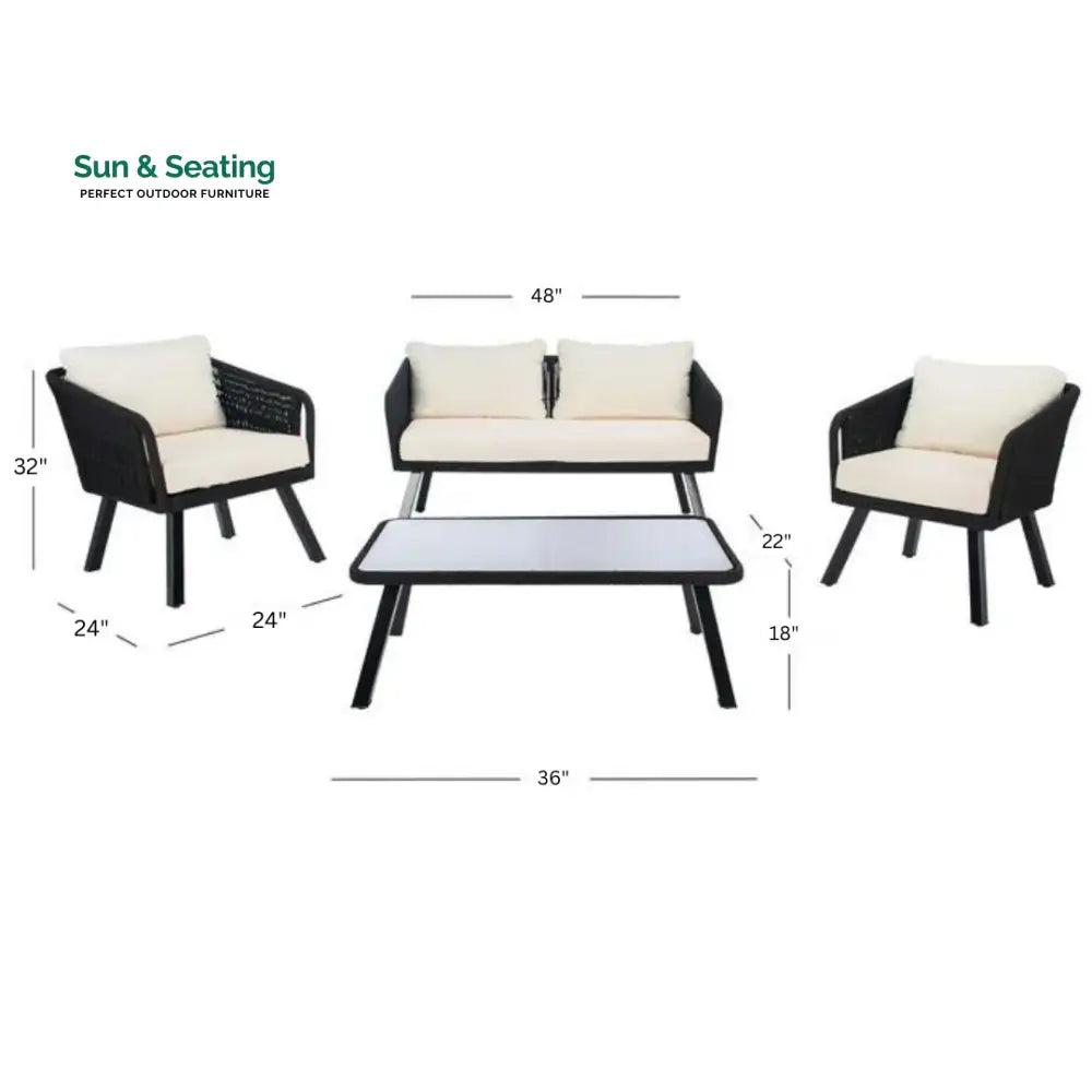 Deifilia Outdoor Sofa Set 2 Seater 2 Single seater And 1 Table Set Braided &amp; Rope Sofa Sets