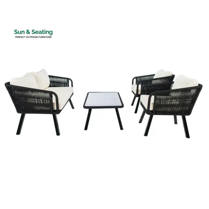 Deifilia Outdoor Sofa Set 2 Seater 2 Single seater And 1 Table Set Braided &amp; Rope Sofa Sets
