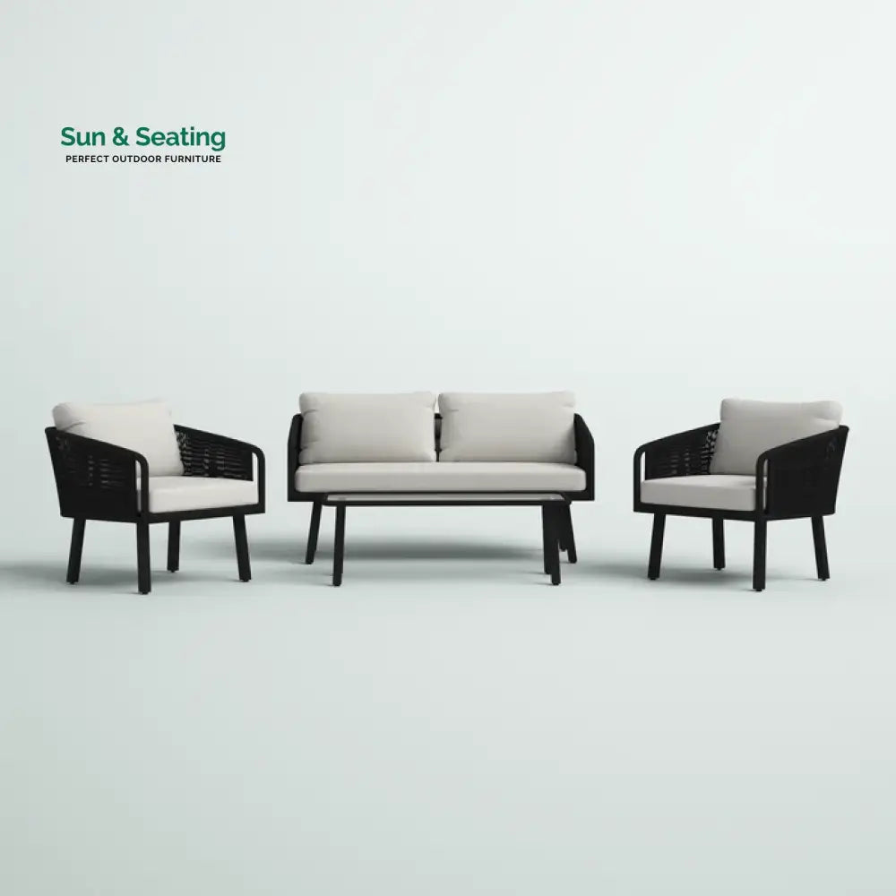 Deifilia Outdoor Sofa Set 2 Seater 2 Single seater And 1 Table Set Braided &amp; Rope Sofa Sets