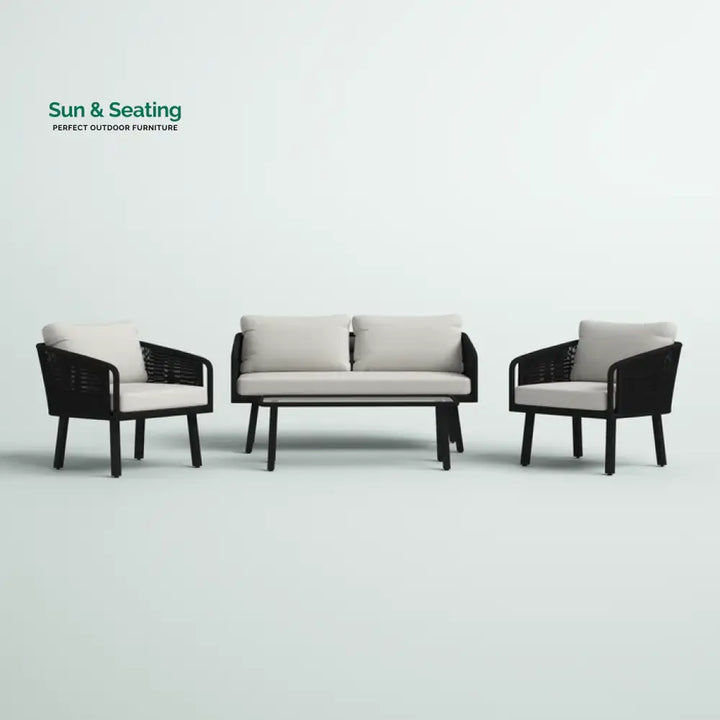 Deifilia Outdoor Sofa Set 2 Seater 2 Single seater And 1 Table Set Braided &amp; Rope Sofa Sets