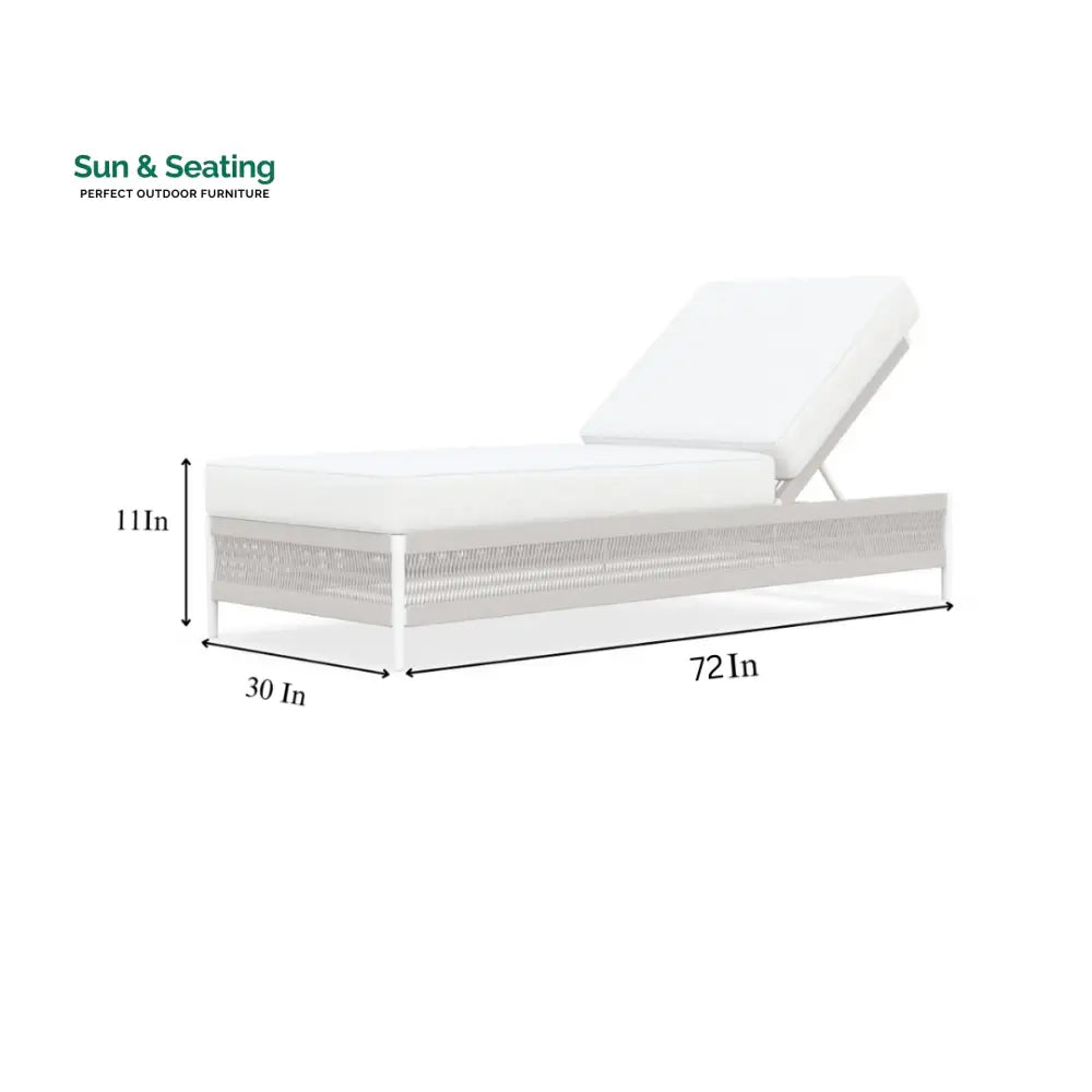 Deiniol Outdoor Swimming Poolside Lounger (White) Braided &amp; Rope Loungers
