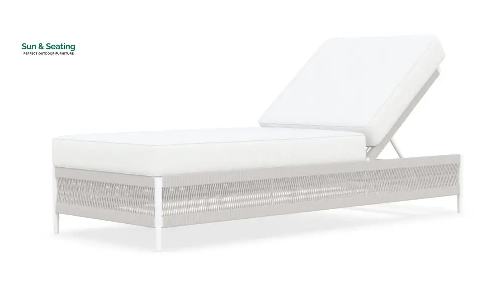 Deiniol Outdoor Swimming Poolside Lounger (White) Braided &amp; Rope Loungers