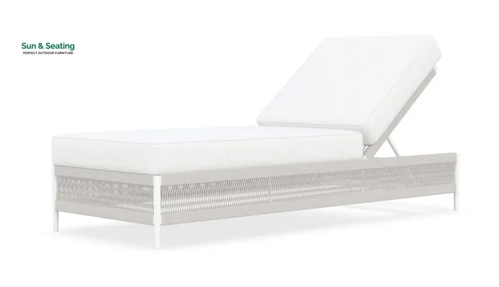 Deiniol Outdoor Swimming Poolside Lounger (White) Braided &amp; Rope Loungers