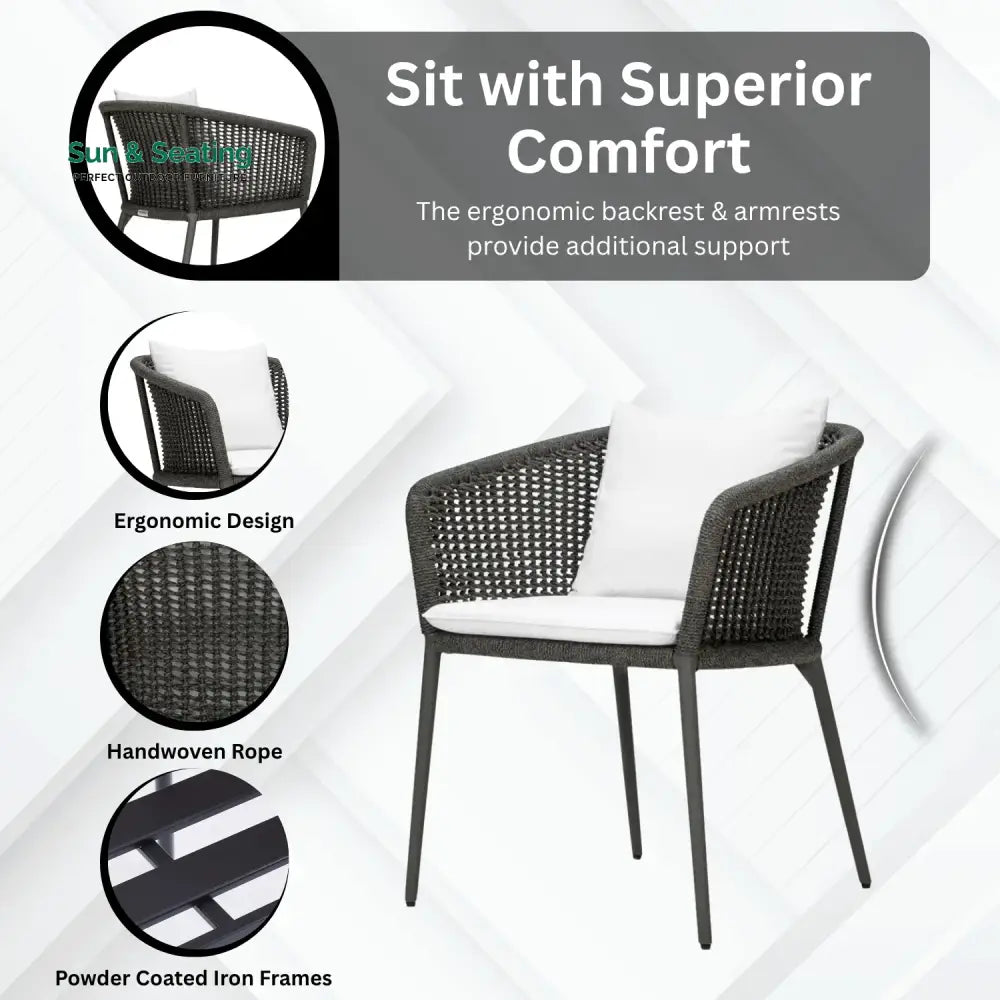 Delaney Outdoor Rope 3-Piece Patio Set Patio Set