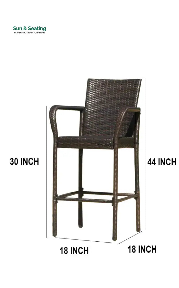 Dellucci Outdoor Patio Bar Chair 4 Chairs For Balcony (Brown) Bar Sets