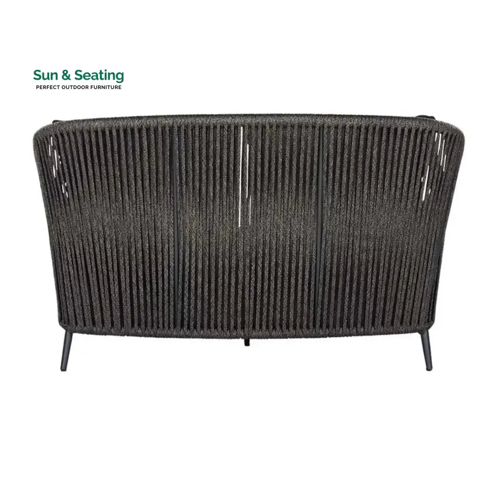 Delphine Outdoor Grey Rope Patio Daybed with Comfortable Dark Grey Cushion Daybed