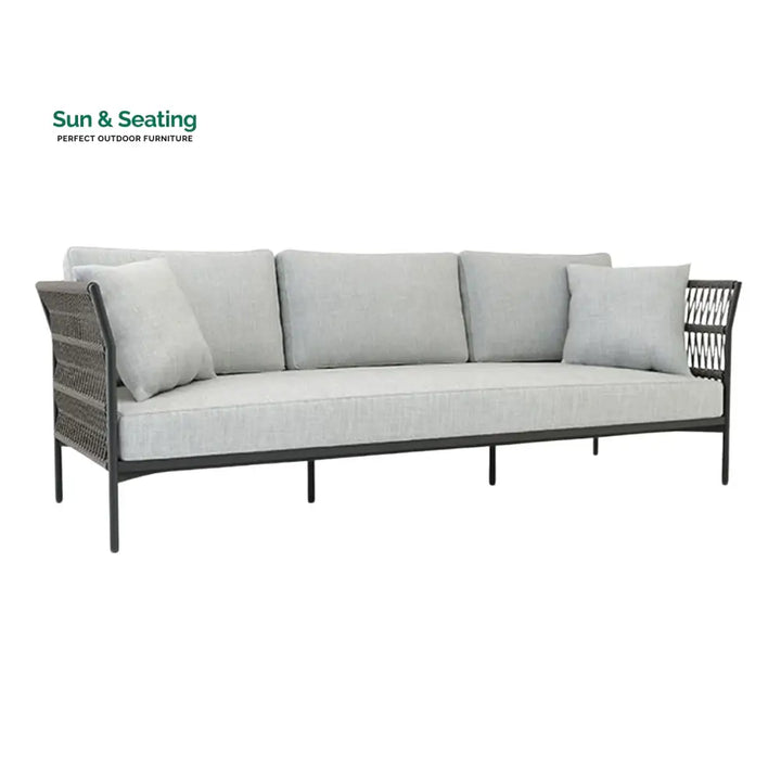 Denali Outdoor Rope 7-Seater Sofa Set With Glass Top Table Sofa Set