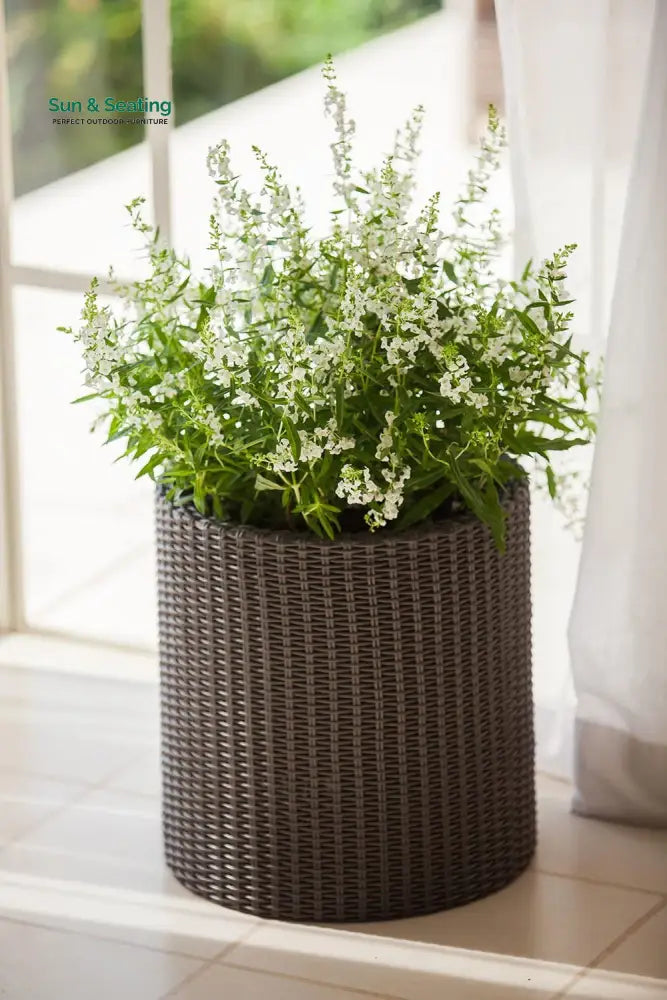 Deni Outdoor Wicker Planters For Garden Balcony Set of 3 (Dark Brown) Planter
