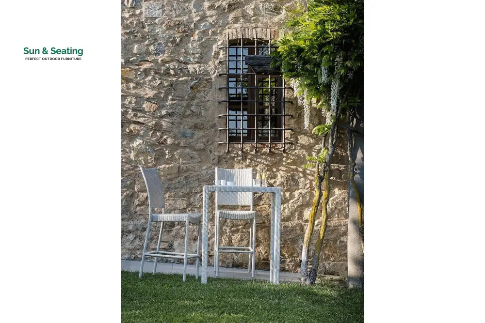 Denver Outdoor Bar Sets 2 Chairs and 1 Table Patio Bar Set (Pearl White) Bar Sets