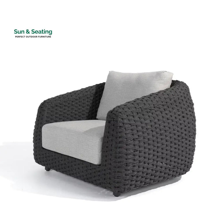 Deskoy Outdoor Garden Balcony Sofa Set 2 Seater 2 Single seater and 1 Center Table Set Braid &amp; Rope (Black) Sofa Sets