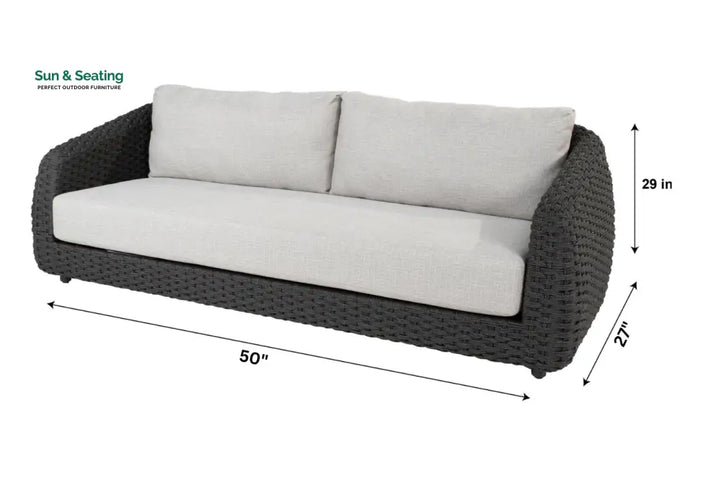 Deskoy Outdoor Garden Balcony Sofa Set 2 Seater 2 Single seater and 1 Center Table Set Braid &amp; Rope (Black) Sofa Sets