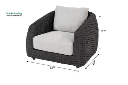 Deskoy Outdoor Garden Balcony Sofa Set 2 Seater 2 Single seater and 1 Center Table Set Braid & Rope (Black) Sofa Sets